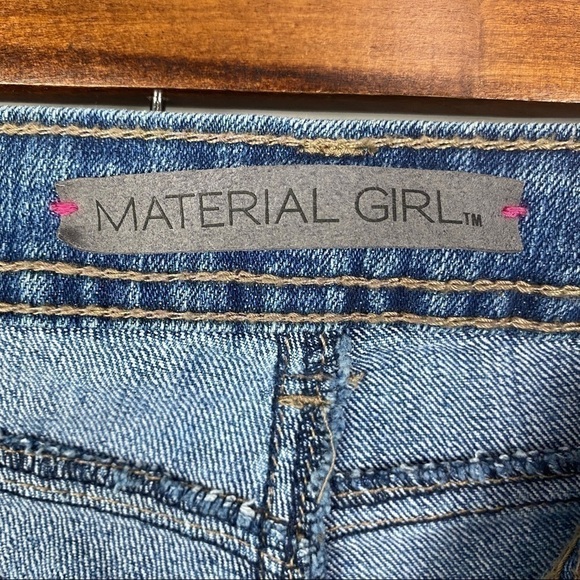 Material Girl Sparkly Rhinestone Distressed Tall Flare Jeans Women's Junior 7 - Picture 8 of 12